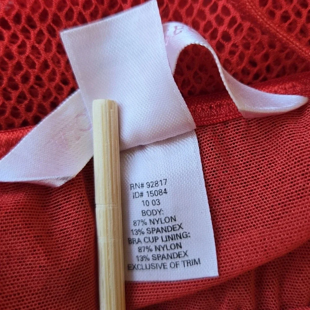 Victoria's Secret Y2K Vtg Red‎ Stretch Lace Babydoll Nightie Lingerie Size 36C
